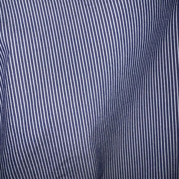 Worthington Women Blue pinstripe Button front ¾ length Sleeve Blouse - Picture 4 of 9